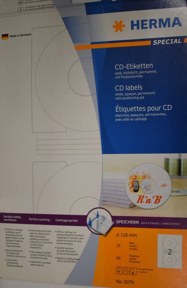 Herma Spezial No. 5079 CD Etiketten weiß ⌀ 116 mm 25 Blatt 50 Etiketten