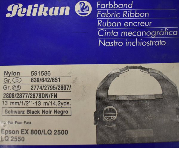 Pelikan Farbband Nylon 591586 schwarz 13mmx13m Epson EX 800/LQ 2500/LQ 2550