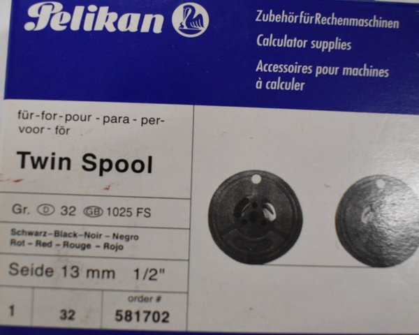 Pelikan Zubehör für Rechenmaschinen 581702 Gr. 32 Farbband schwarz/rot Seide 13mm für Twin Spool