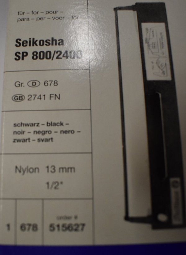 Pelikan Zubehör für Nadeldrucker 515627 Gr. 678 Nylon Farbband schwarz 13mm für Seikosha SP 800/2400