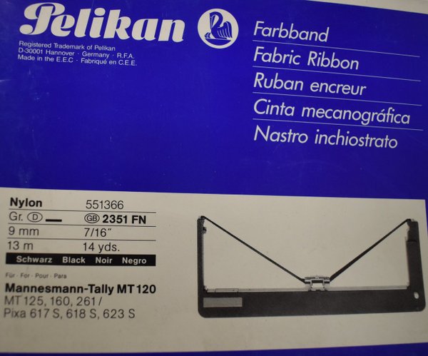 Pelikan Farbband Nylon 551366 schwarz 9mmx13m Mannesmann-Tally MT 120