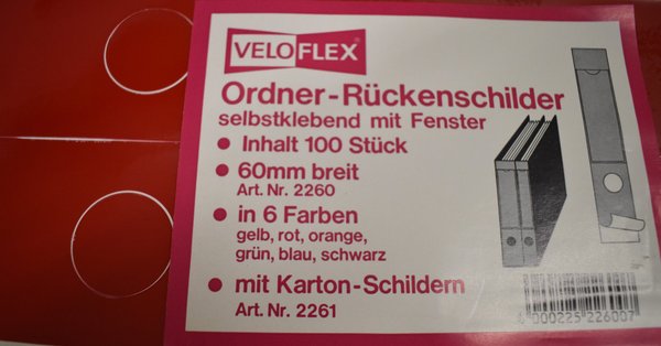 Veloflex Ordner Rückenschilder 2260 mit Fenster