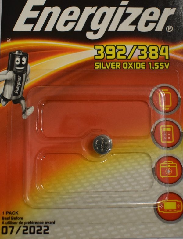 Energizer Knopfzelle 392/384 Silver Oxide 1,55V Best Before 07/2022