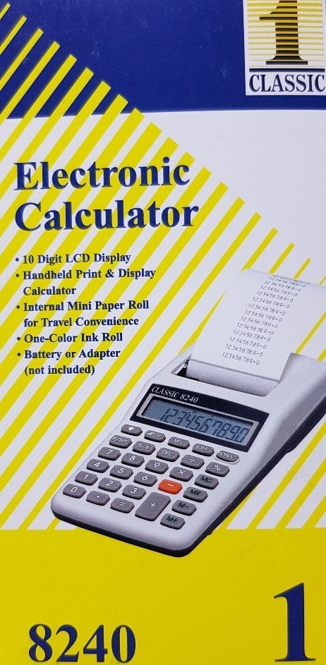 Classic Electronic Calculator 8240 Taschenrechner mit Rolle Tischrechner in grau