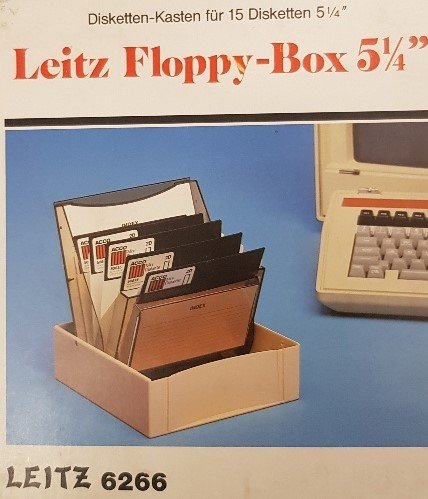 Leitz 6266 Floppy-Box 5¼" für 15 Disketten mit Griffkante zum Hochklappen