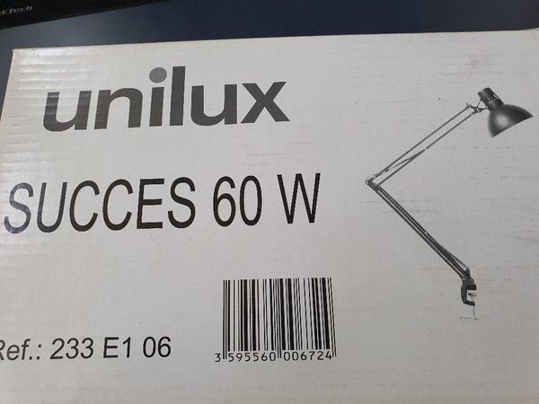 Schreibtischlampe Unilux Success 60 W schwarz mit Tischklemme